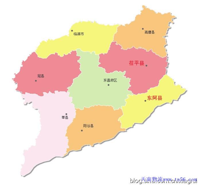 东莞到聊都会物流舆图